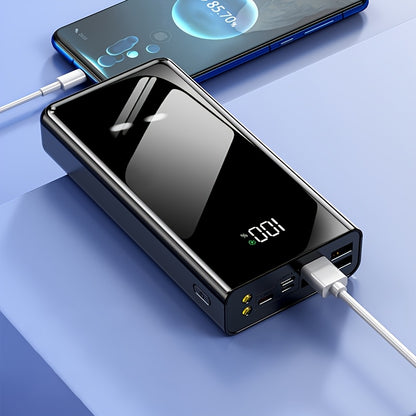 50000mAh Powerbank mit schnellem Aufladen, hoher Kapazität, Beleuchtung/LED-Power-Indikator, 4 USB-Anschlüsse, Type-C-Anschlüsse, tragbare Notstromversorgung für den Außenbereich, Backup-Akku, kompatibel mit der Aufladung von iPhone/Samsung/Huawei/Android