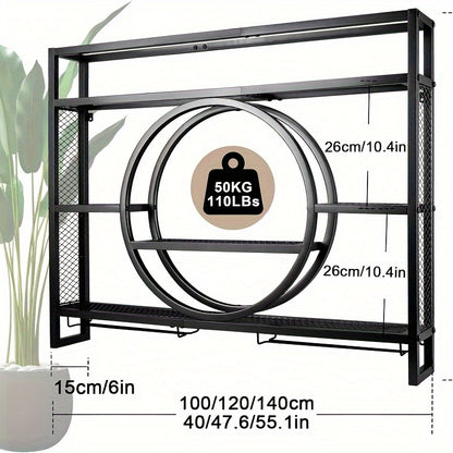 Metall Wandmontiertes Weinständer, 3-stöckige Barregale mit Glashalter, Moderne Likörregale mit großer Kapazität für Heimbar, Esszimmer und Küche, Schwarz