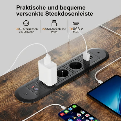 Elektrisch höhenverstellbarer Schreibtisch (integrierte Ladeanschlüsse) – Höhenverstellbarer Gaming-Schreibtisch (27,7–113,03 cm), Gaming-Tisch mit 79,83 kg Tragkraft, ideal für Heimbüro / Gaming-Arbeitsplätze