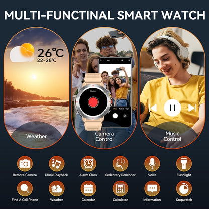 GWENLAND 2024 Fortschrittliche Smartwatch – Über 100 Sportmodi, LED-Höhenmesser, Bewertung, Wettervorhersage, kompatibel mit Android & iPhone – Ideales Geschenk für Outdoor-Liebhaber