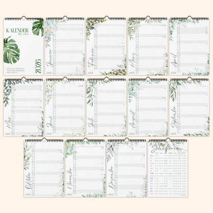 Planer für Zwei (Wandkalender 2026 mit 2 Spalten im A4 Format) - Partnerkalender für Paar - Paarkalender mit zwei Spalten - Kalender zum Aufhängen für zwei Personen (ganzes Jahr)