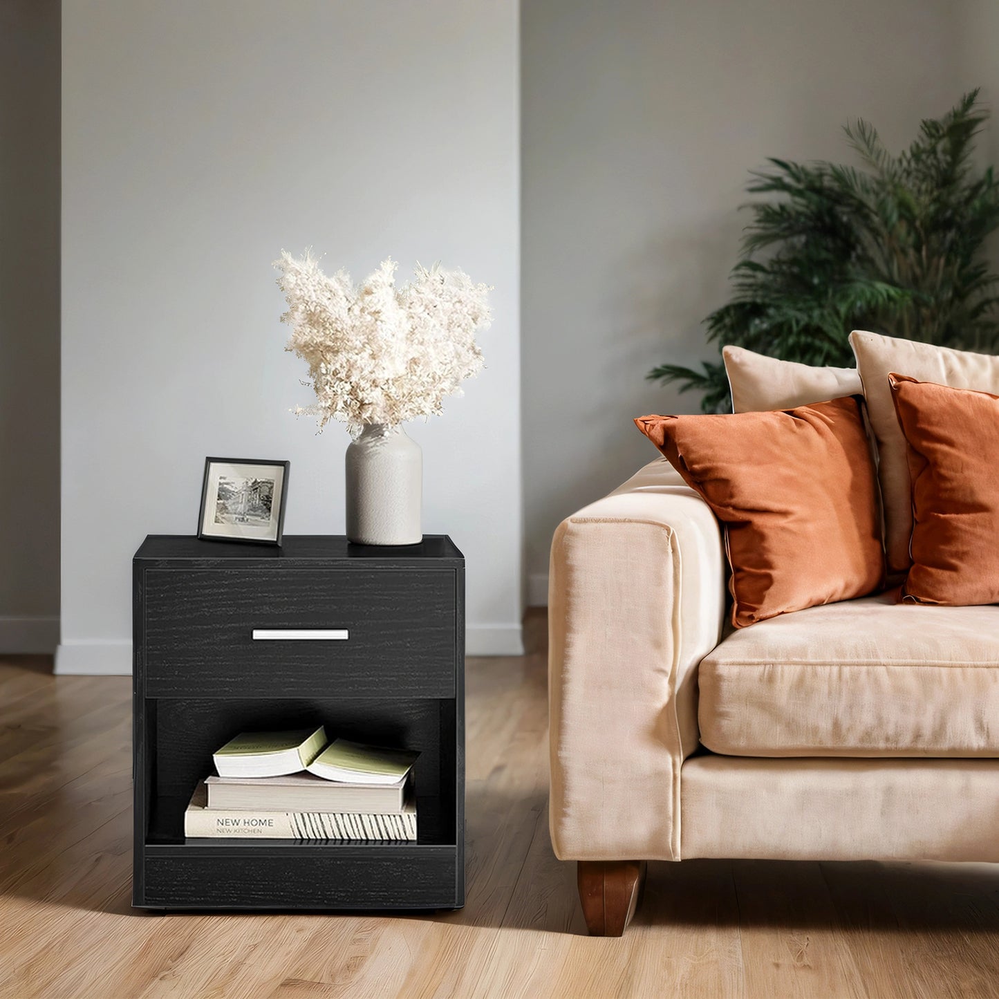 Nachttisch, Beistelltisch, mit Schublade, 28x 39x 41cm, offenes Fach, Couchtisch, Schlafzimmer, Wohnzimmer, Erhältlich in fünf Farben