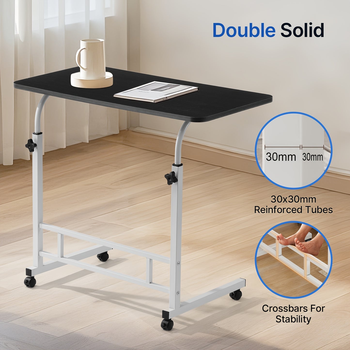 Ergonomischer, höhenverstellbarer 59,94 cm - 88,9 cm und winkelverstellbarer 0° - 90° Stehtisch, platzsparender Computerarbeitsplatz, flexibel und mobil, langlebig und einfach zu montieren, geräumiger Klapptisch für Home Office, Sofa