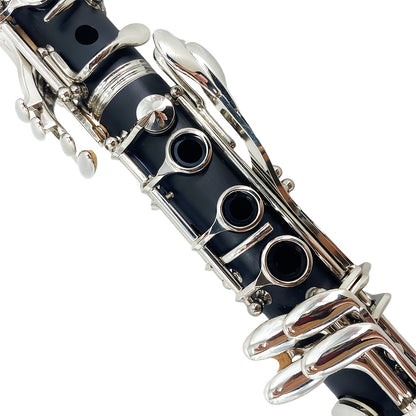 Siemonic B-Flöte 17-Tasten, vernickeltes Klarinettenset mit Koffer, Anfänger-Klarinettenset mit Reinigungsset und Zubehör, Blasinstrument für Übung, Aufführung und musikalische Nutzung