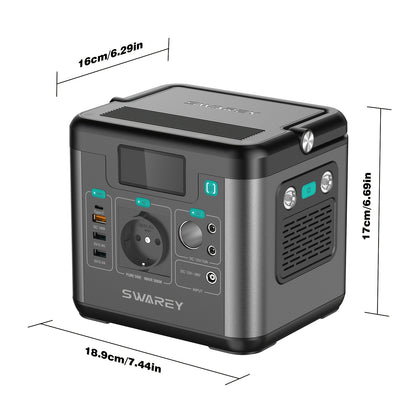 Swarey Tragbare Powerbank Powerstation, 222Wh Lithium-Akku Solar-Generator mit 300W AC-Ausgang, USB-C PD 65W, Stromgenerator für Camping, Reisen, Angeln, Wohnmobil, Laptop, Smartphone