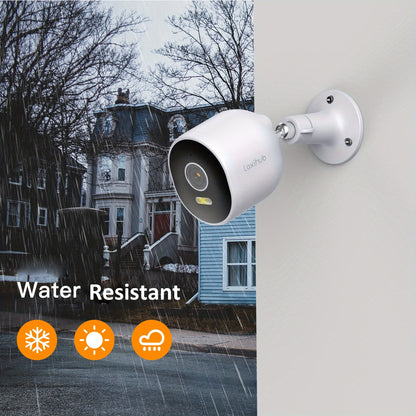 4er-Set Laxihub Outdoor-WLAN-Überwachungskameras mit Audioüberwachung, Vollfarb-Nachtsicht, künstlicher Intelligenz-basierter Personenerkennung, Zwei-Wege-Audio, IP65-Schutzklasse und Optionen für lokale oder Cloud-Speicherung