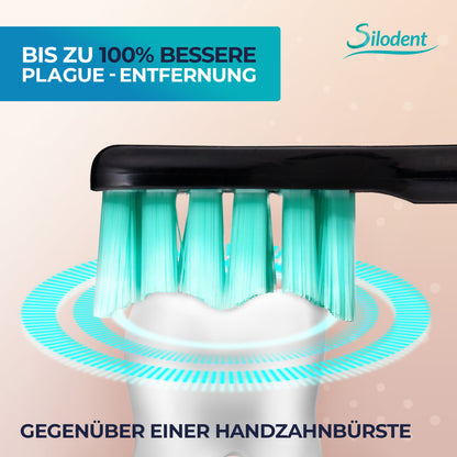 Silodent Schallzahnbürste Midnight Blue - Testsieger - Einzige elektrische Zahnbürste mit antiseptischen Borsten - Premium Zahnbürste, 5 Programme und Reiseetui - Top Qualität zum vernünftigen Preis