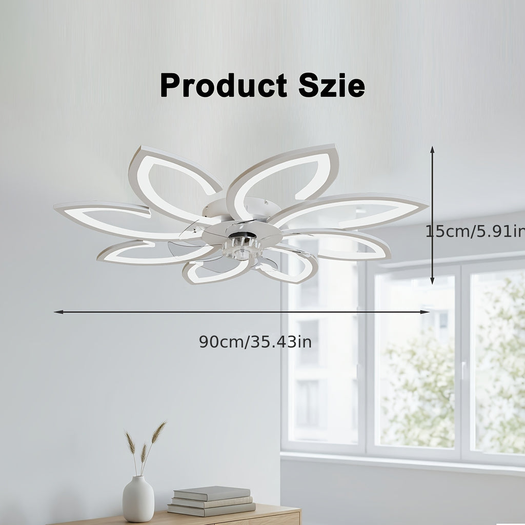 Deckenventilator im Blumenmuster (mit Beleuchtung, LED-Beleuchtung für Schlafzimmer und Bett – Detailansicht 3