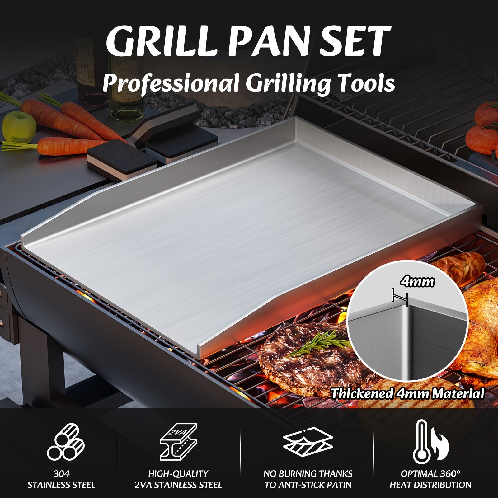 Devesanter Hochleistungs-Grillplatte & Spatel Set, 4mm für Gewerbe und Haushalt – Detailansicht 5