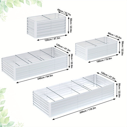 Hochbeet-Set – Pflanzkasten für Gemüse & Blumen im Freien – Rechteckiges Kräuterhochbeet für Garten, Terrasse – Grün/Schwarz/Silbrig – 4 Größen wählbar