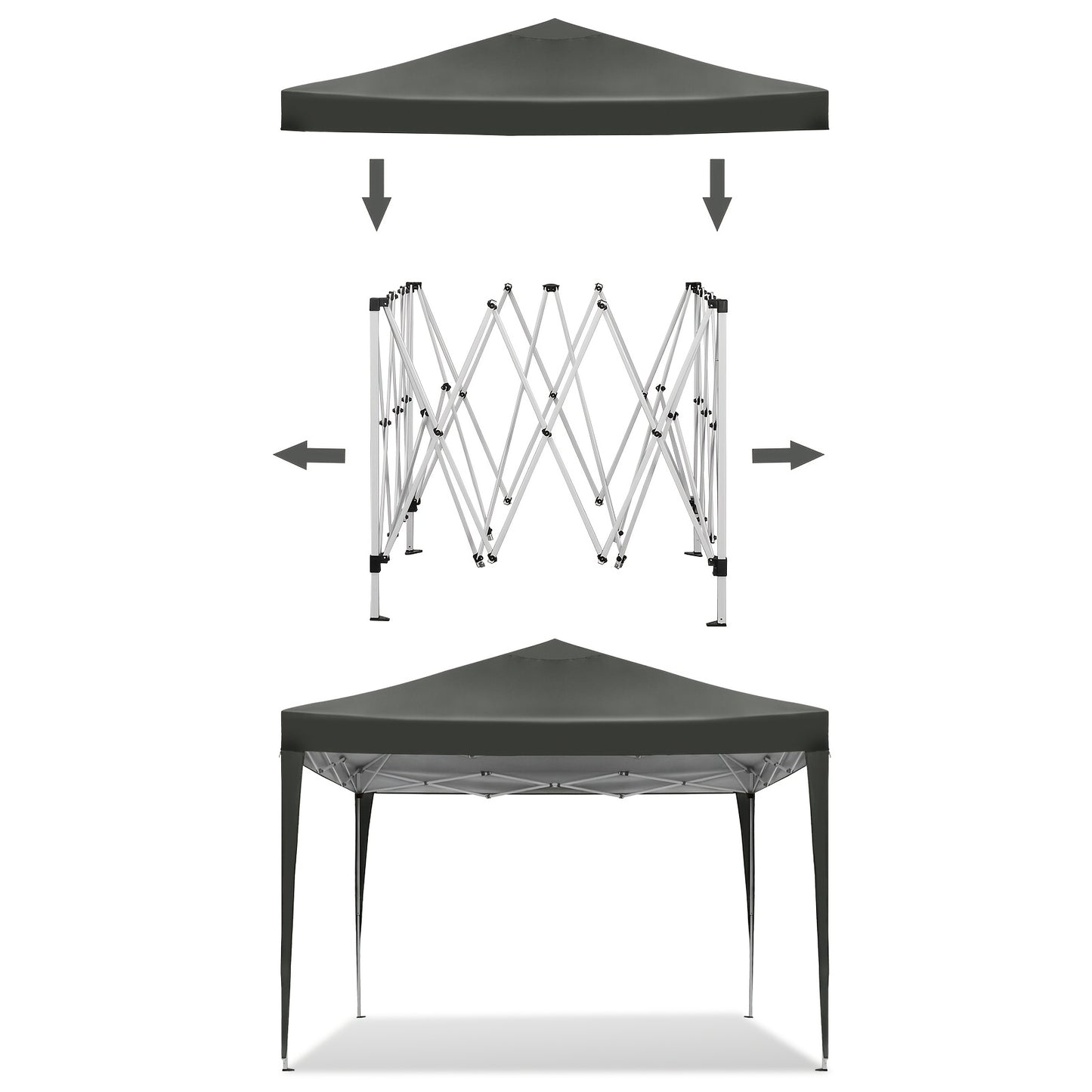 1 Stück Pop-Up Sonnenschutz-Faltpavillon, 3x3m, Sommer-Event-Pavillon, Gartenpavillon, Terrassenpavillon, Camping-Festival-Pavillon, höhenverstellbar, werkzeugfreie Schnellmontage, Oxford-Stoff mit Metallrahmen, stabile windfeste Konstruktion