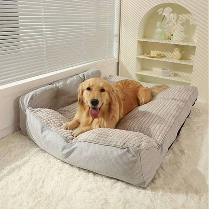 Extra großes graues Hundesofa, weiches  bequemes Material, Haustiersofa, Haustierbedarf, rutschfeste Basis mit kostenlosem Kissen, orthopädisches Hundebett mit verdicktem Stützschaum, extra breites  extra langes Haustier-Sofabett, geeignet für große Hunde