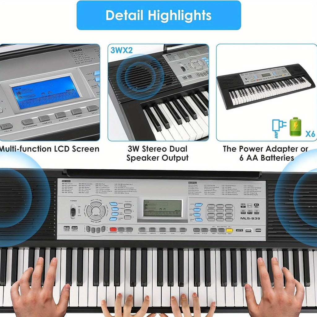 Digitalpiano, 61-Tasten-Keyboard mit E-Piano-Aufnahme- & für Kreativprojekte und Hobby – Detailansicht 2
