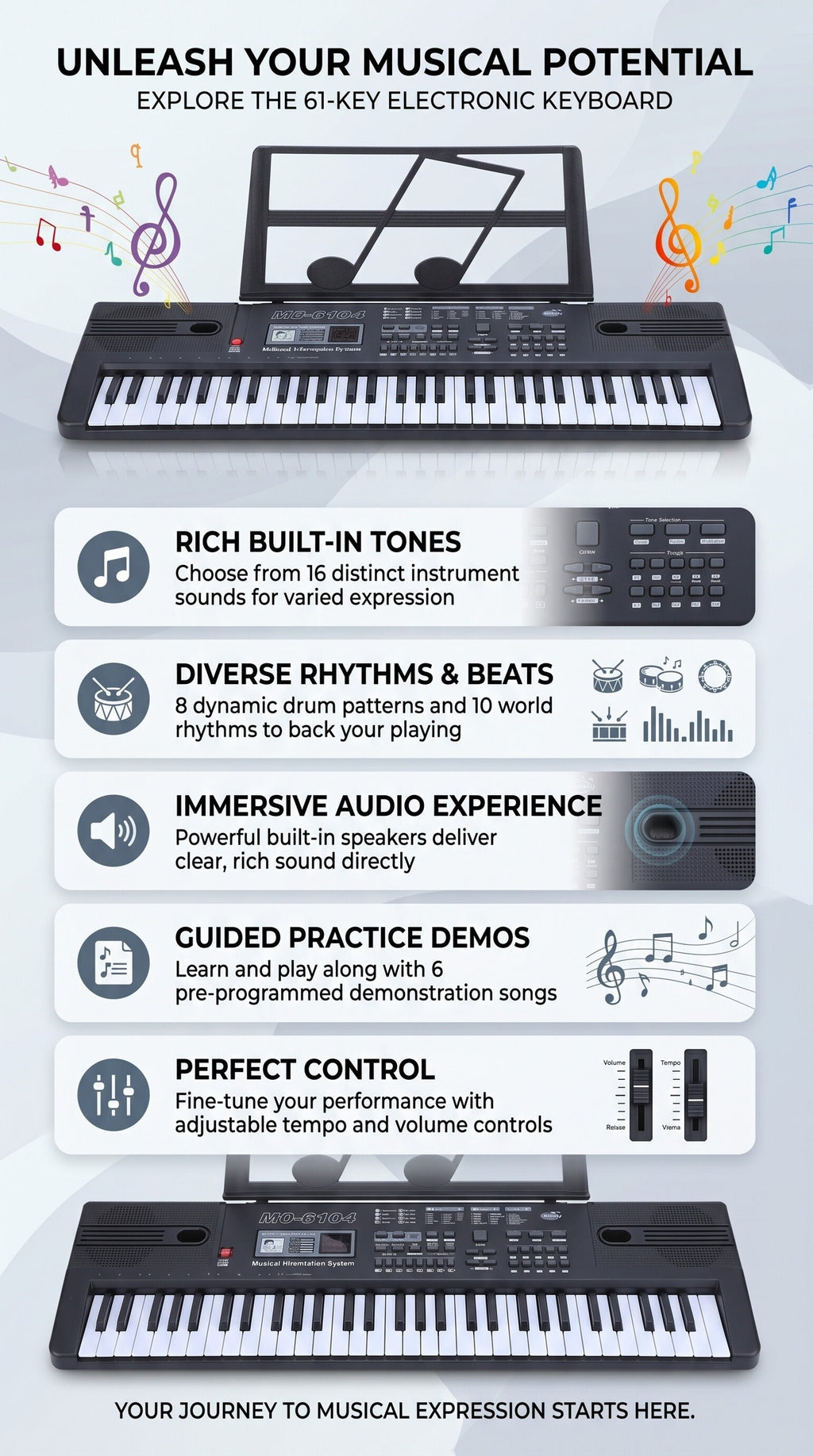 Digitalpiano, mit 16 Tönen für Hobby und Kreativprojekte – Detailansicht 2