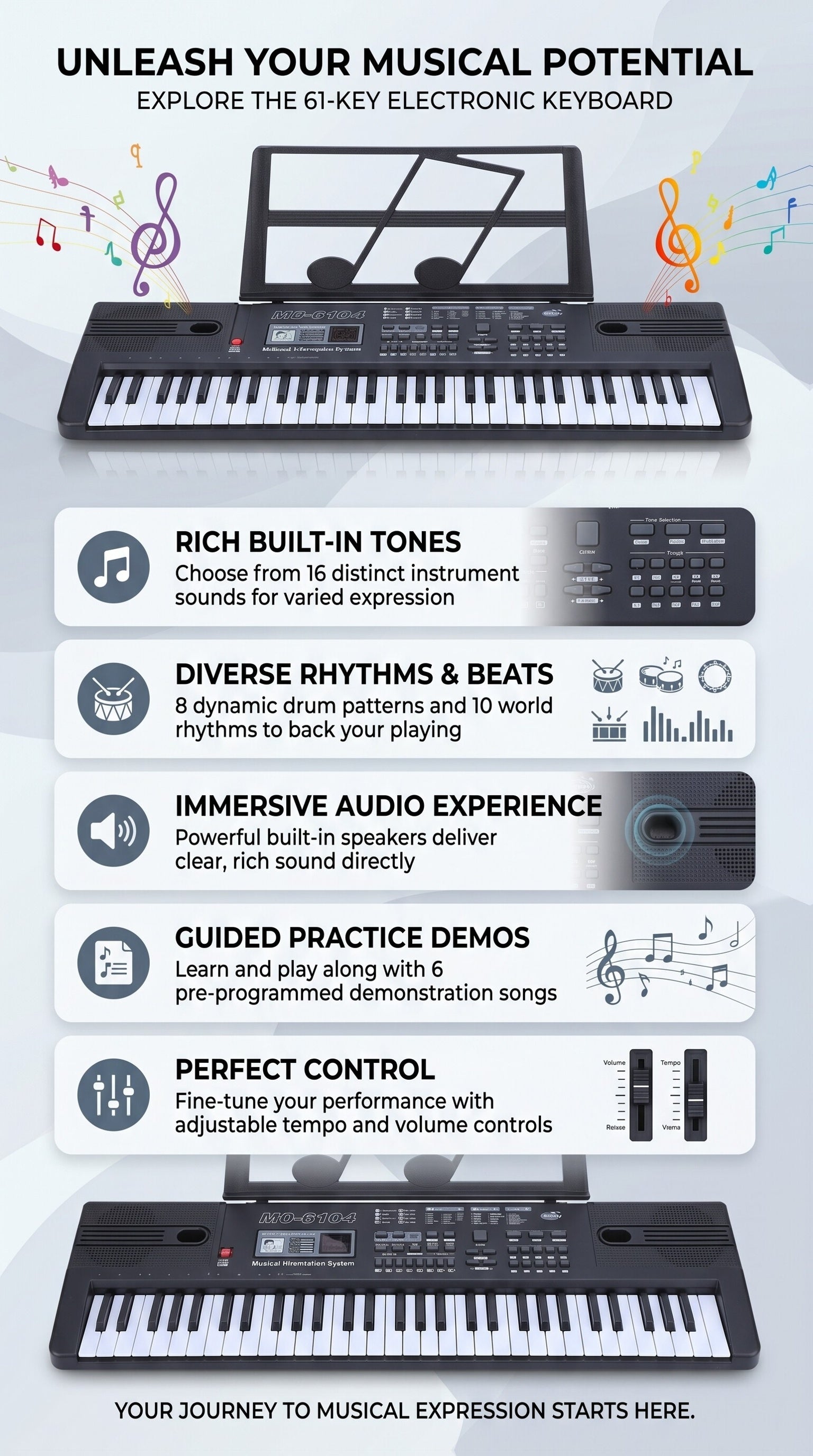Digitalpiano, mit 16 Tönen für Hobby und Kreativprojekte – Detailansicht 2