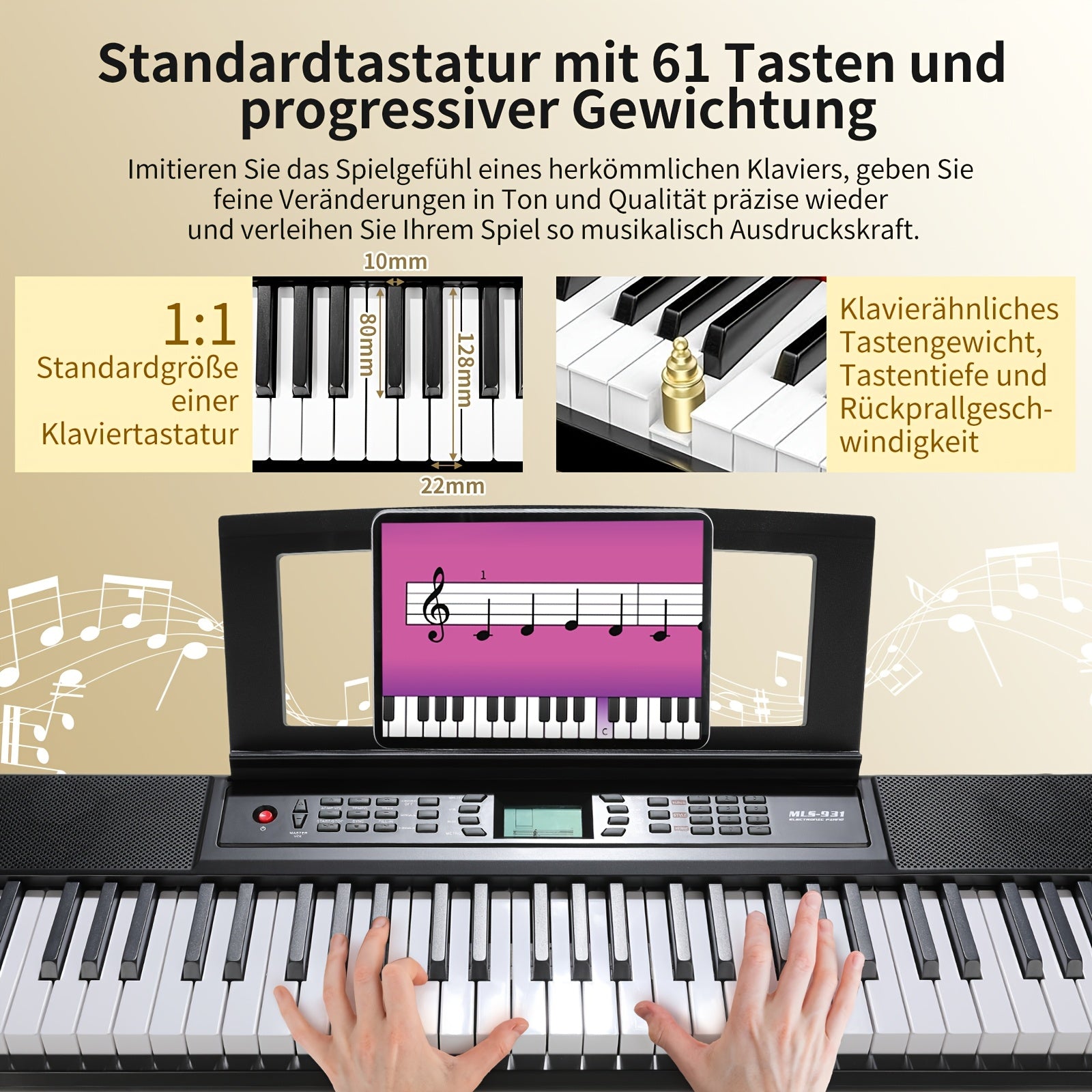 Digitalpiano, Schwarz für Anfänger und Alltag – Hauptansicht