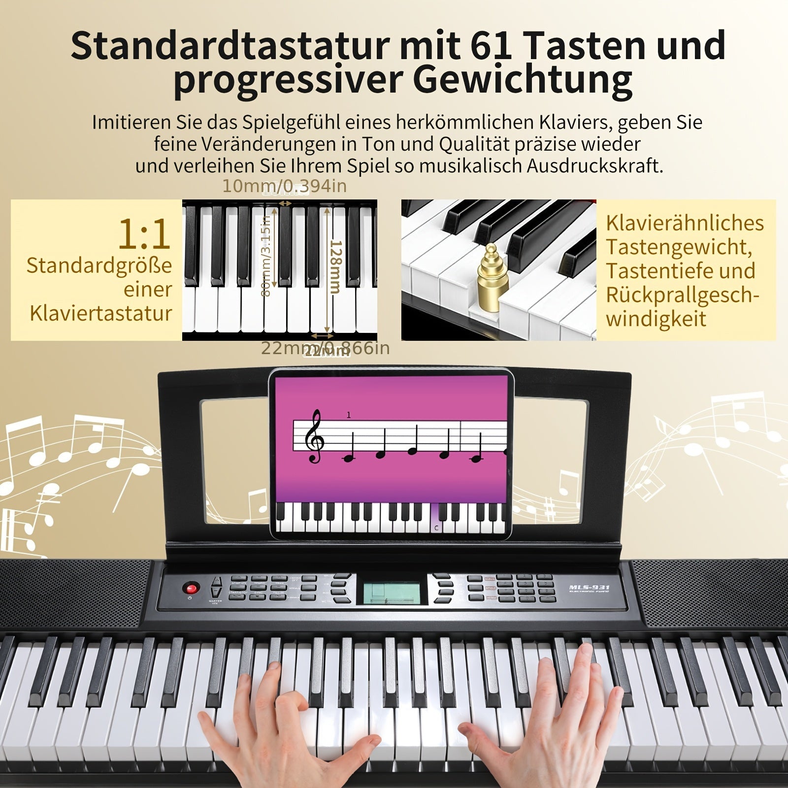 Digitalpiano, Schwarz für Hobby – Hauptansicht