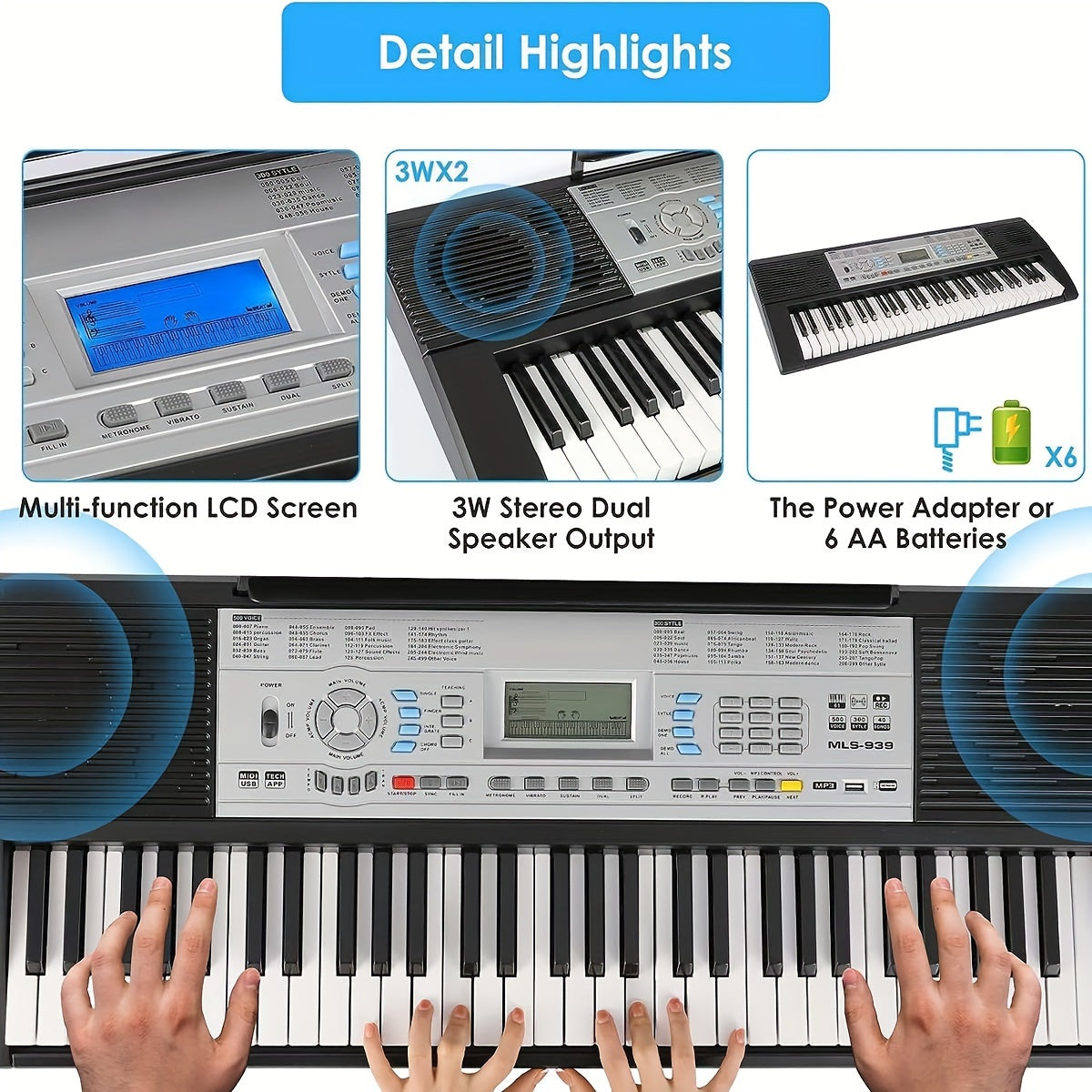Digitalpiano, Schwarz für Kreativprojekte und Anfänger Profis – Detailansicht 2