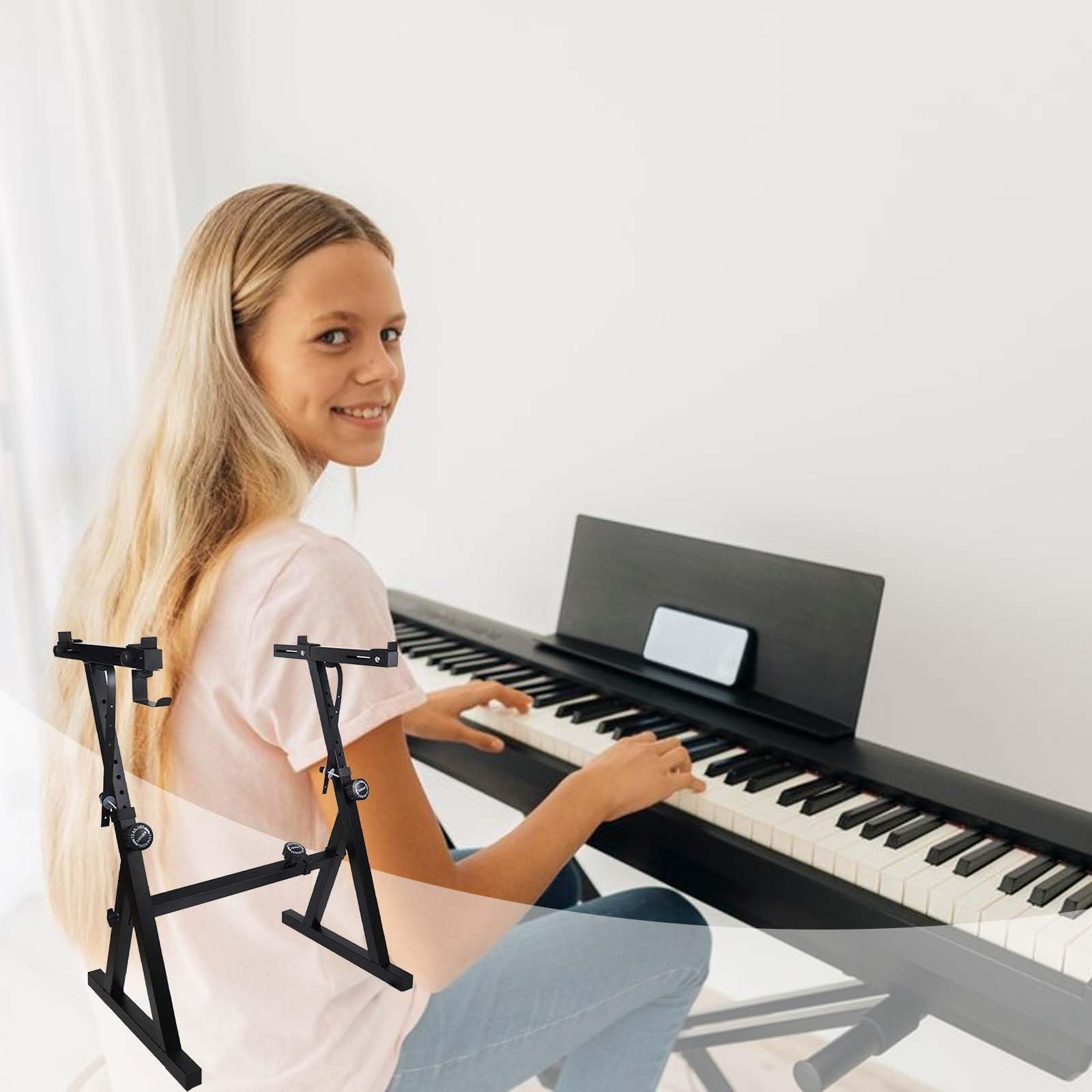 Digitalpiano, Z-förmig schwarz mit Fußstütze für Hobby und Kreativprojekte – Detailansicht 2