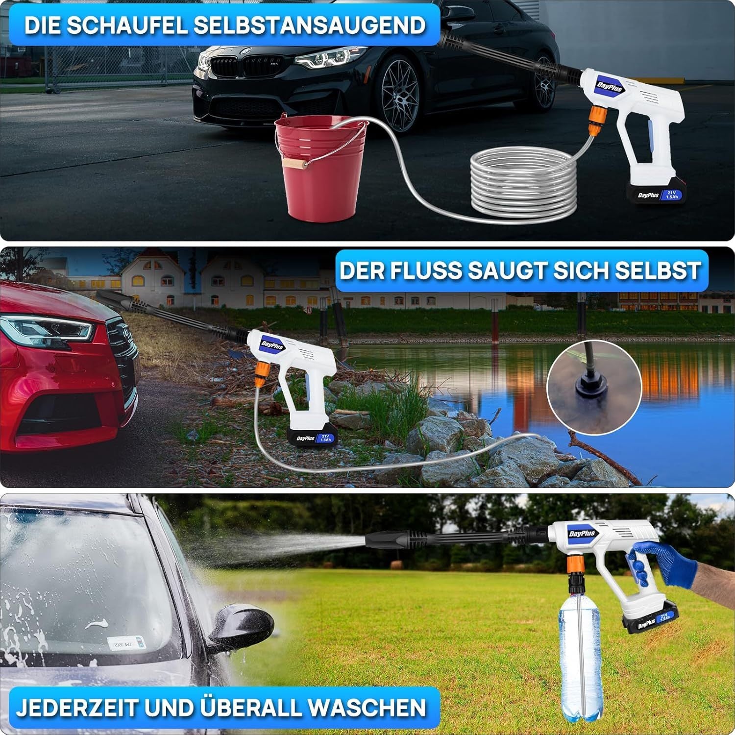 Drahtlose Druckreiniger Tragbare Druckwaschmaschine, 1x Batterie für Garten und Terrasse – Detailansicht 3