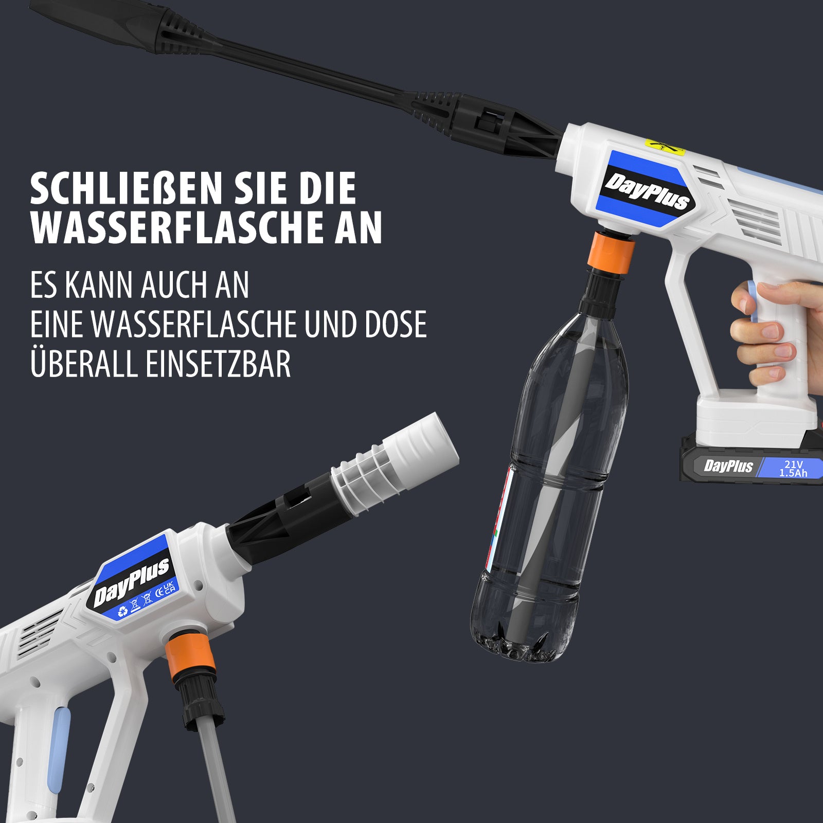 Drahtlose Druckreiniger Tragbare Druckwaschmaschine, 1x Batterie für Garten und Terrasse – Detailansicht 15