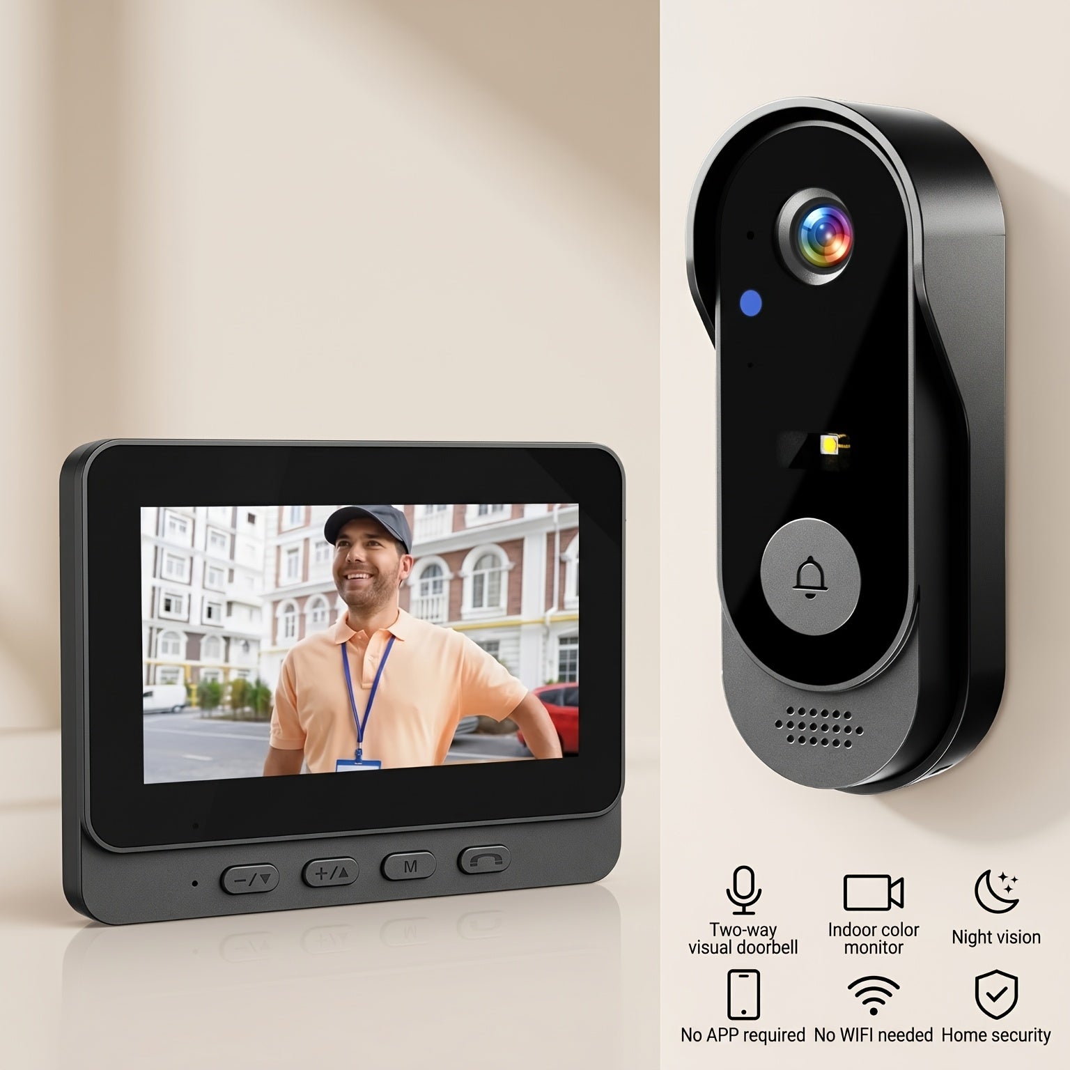 Drahtlose intelligente Video-Türklingel, 1 Stk für die Heimüberwachung und Senioren für ein gute – Detailansicht 2