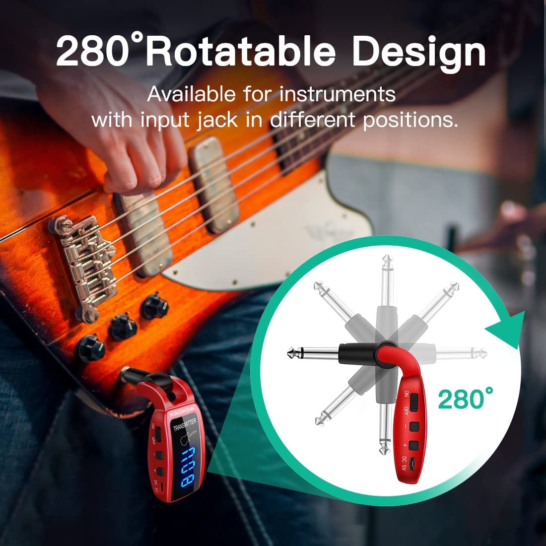 Drahtloses Gitarrensystem UHF Drahtloses, Schwarz für E-Gitarre Bass und Alltag – Detailansicht 3