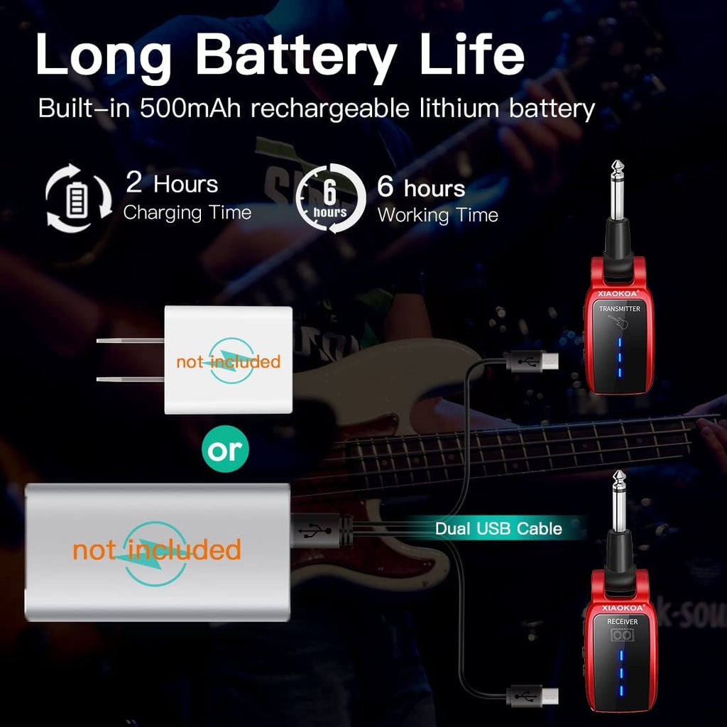 Drahtloses Gitarrensystem UHF Drahtloses, Schwarz für E-Gitarre Bass und Alltag – Detailansicht 6