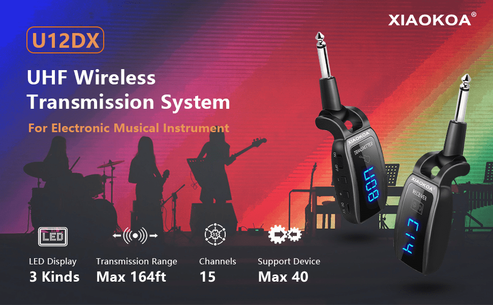 Drahtloses Gitarrensystem UHF Drahtloses, Schwarz für E-Gitarre Bass und Alltag – Detailansicht 9
