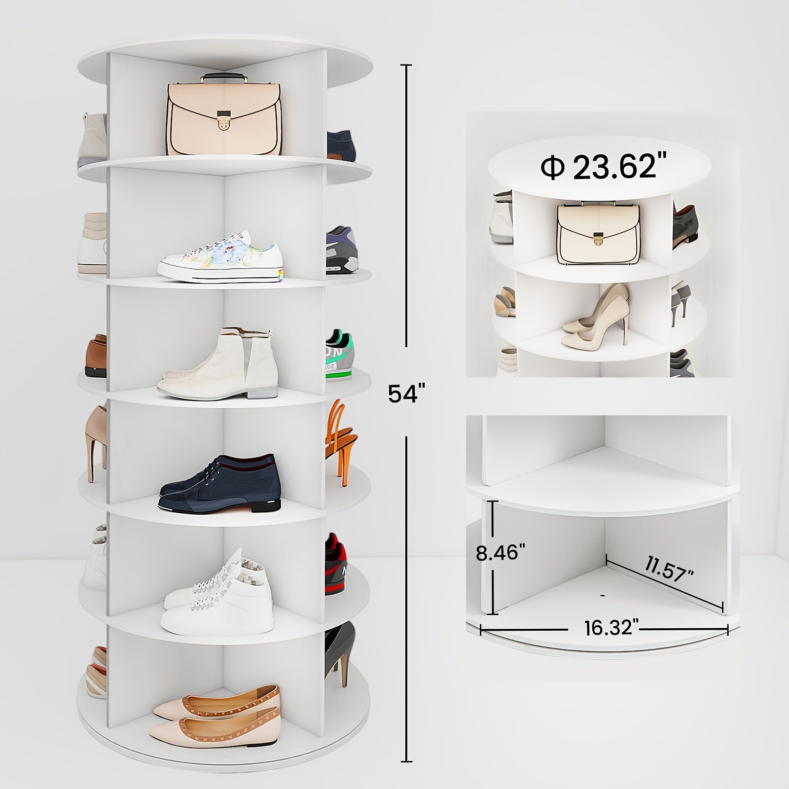 Drehbarer Schuhturm, 5 Etagen für 28 Schuhe – Detailansicht 2
