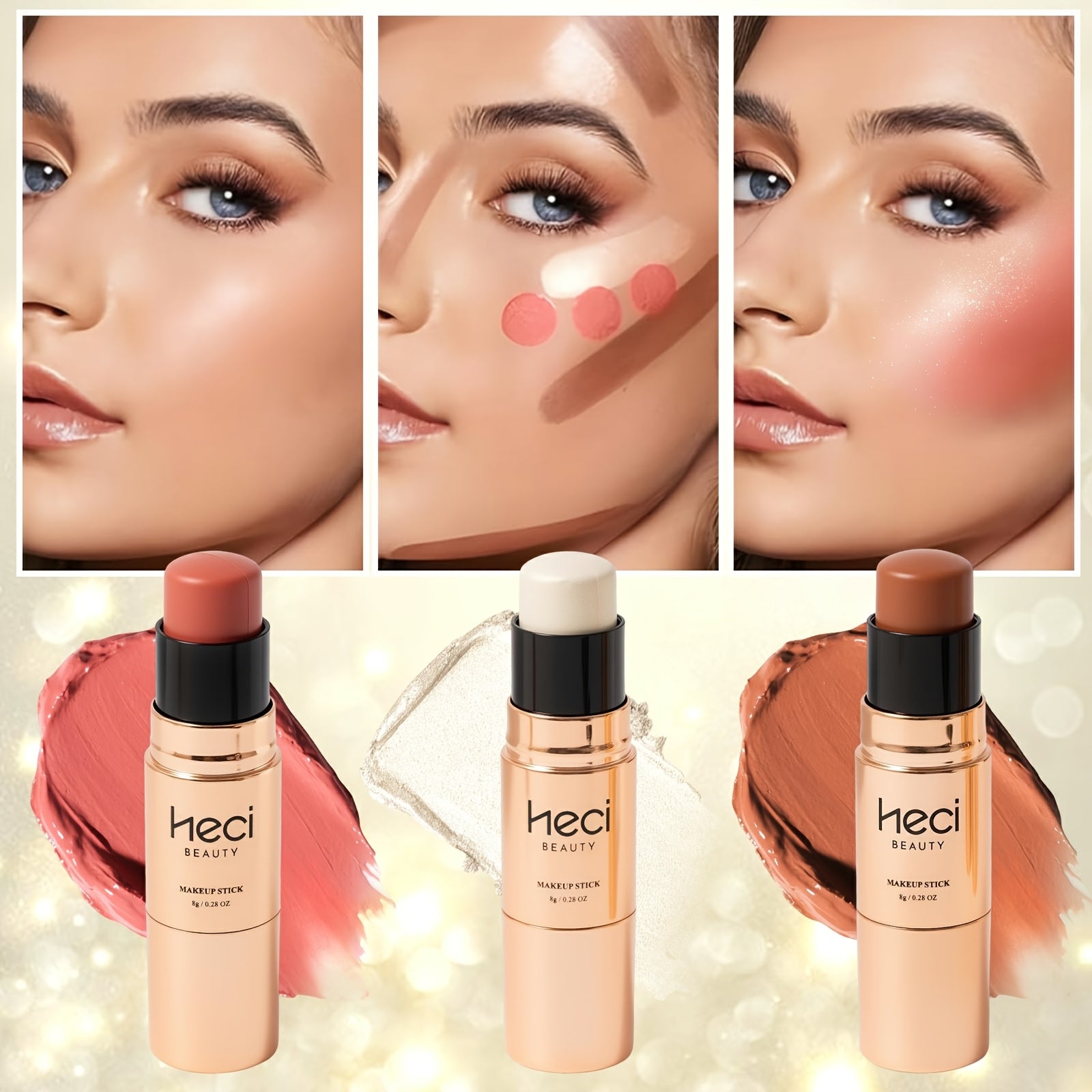 Drei-in-Eins Rouge, Glow+Cappuccino+Champagner für einen makellosen Look und Pflege zu Hause – Detailansicht 2