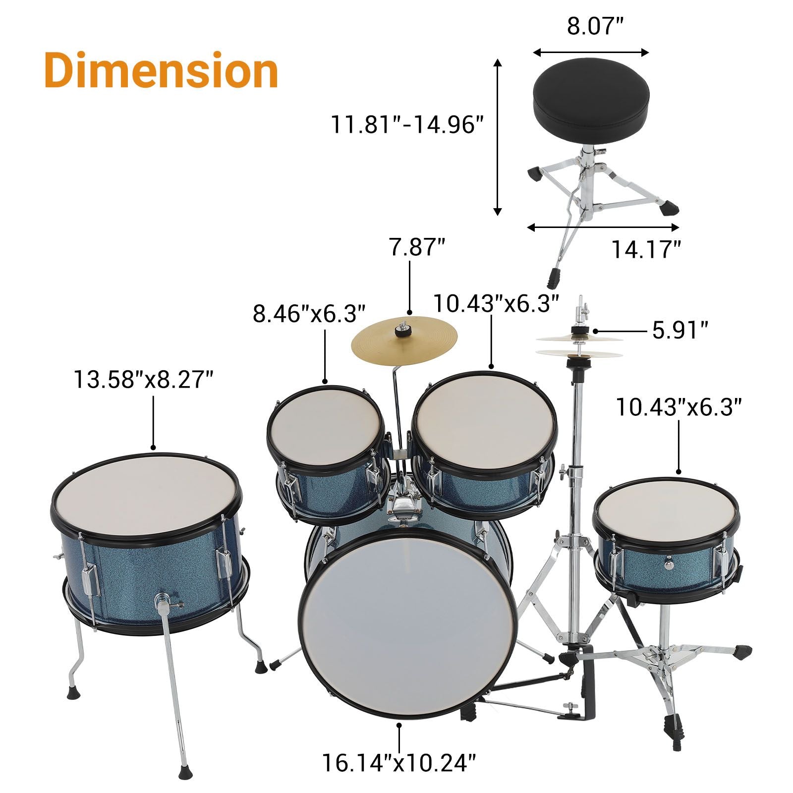 Dreifach Drum Set Musikalisch Spielen, Metall für Anfänger und Alltag – Detailansicht 3