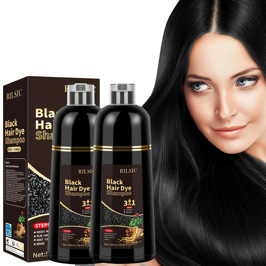 Dunkelbraunes Haarfärbendes Shampoo, Schwarz für Farben in Minuten und Damen Herren – Detailansicht 3