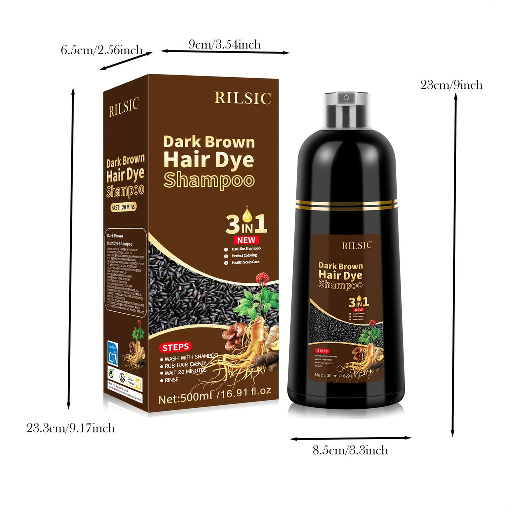 Dunkelbraunes Haarfärbendes Shampoo, Schwarz für Farben in Minuten und Damen Herren – Detailansicht 6