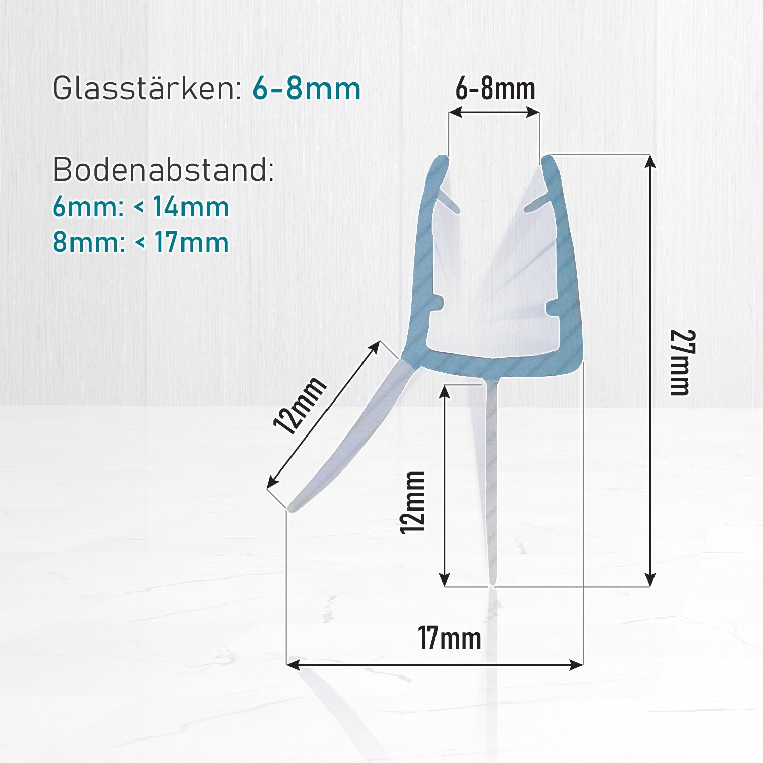 Duschdichtung für Glastüren (5-8mm), 80 cm für Badezimmer und Haushalt – Detailansicht 4