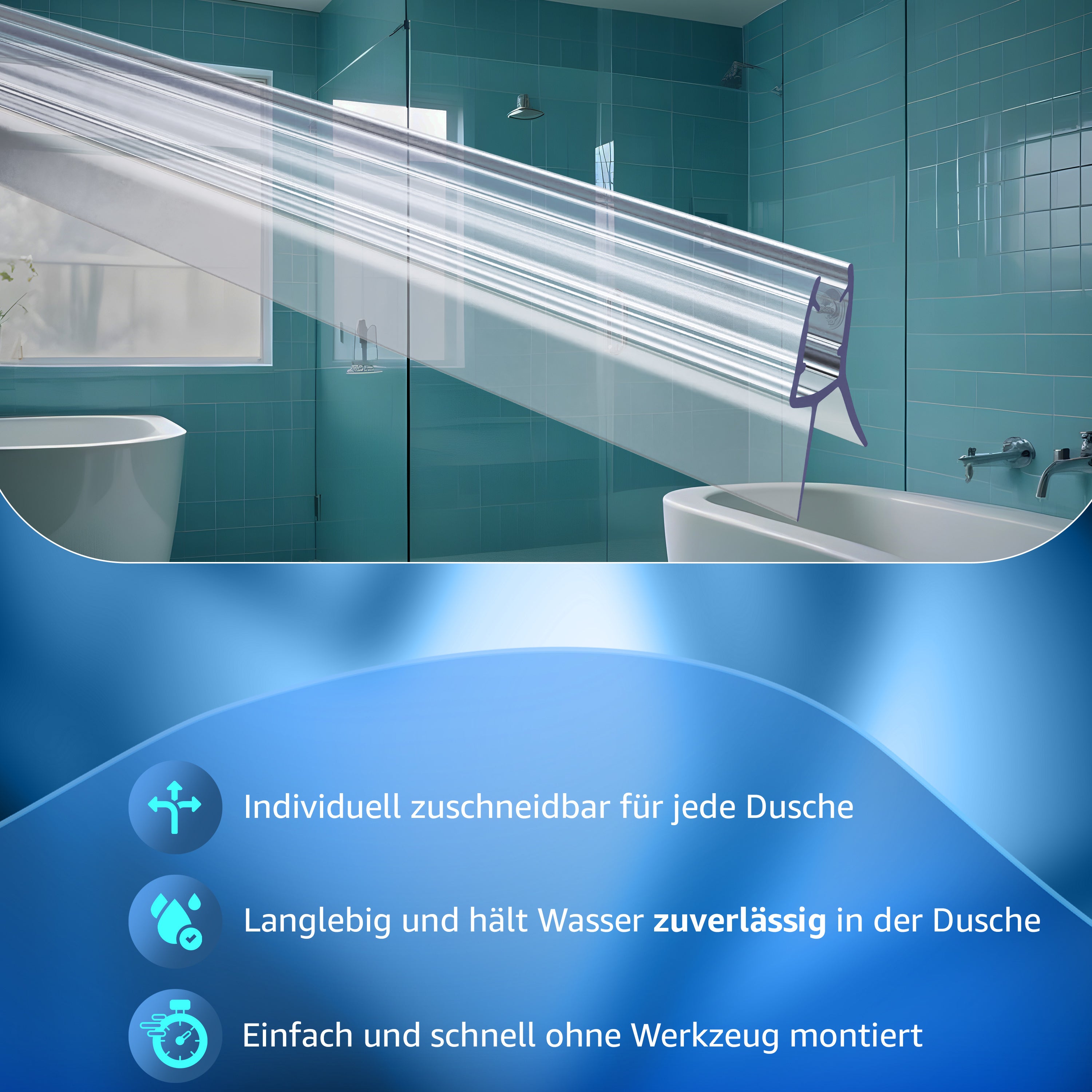 Duschdichtung für Glastüren (5-8mm), 80 cm für Badezimmer und Haushalt – Detailansicht 8