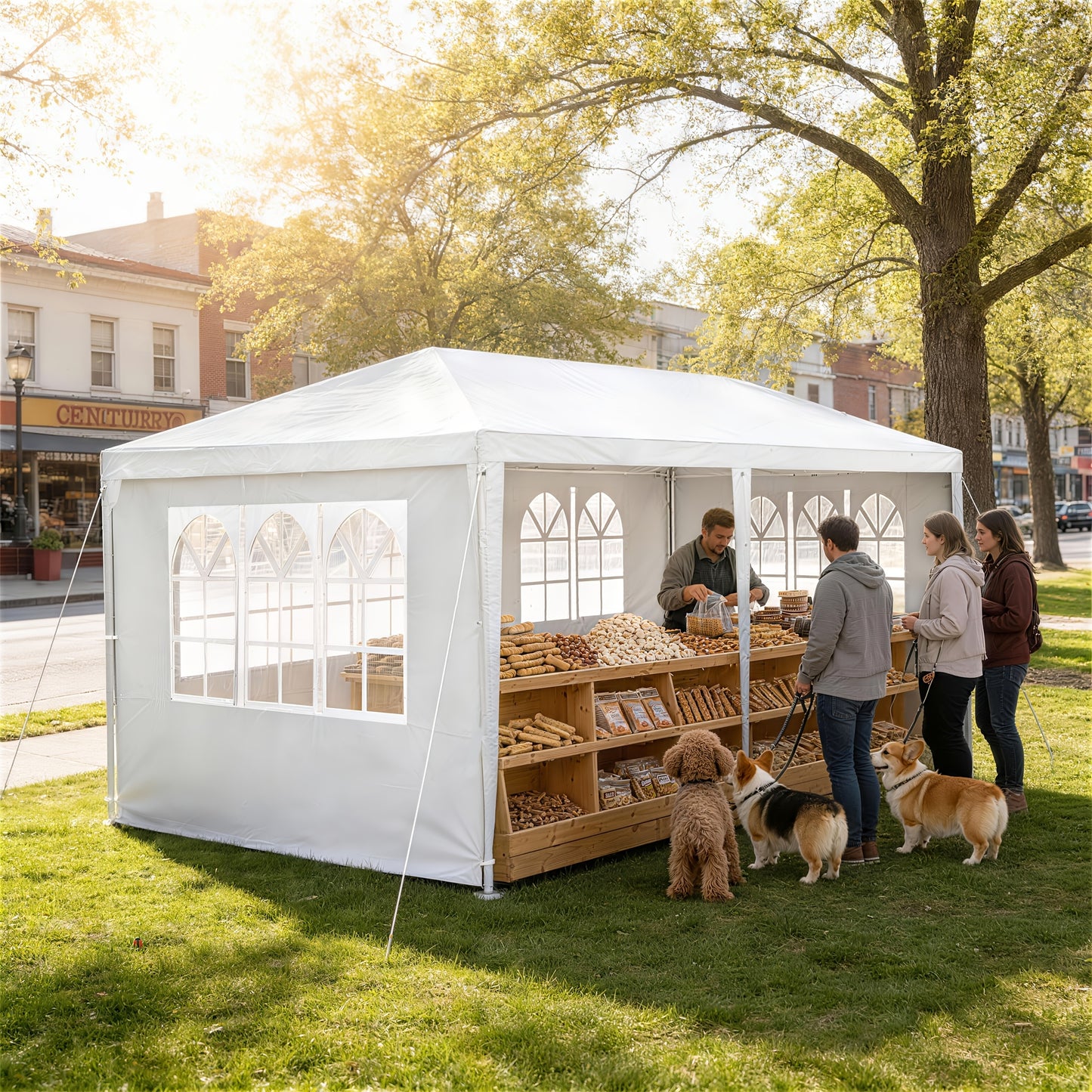 3 x 3 M Pavillon Party Zelt Garten Pavillon mit 4 Seitenwänden Sonnenschutz UV-Schutz für Garten, Party, Hochzeit, Picknick