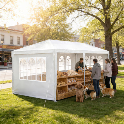 3 x 3 M Pavillon Party Zelt Garten Pavillon mit 4 Seitenwänden Sonnenschutz UV-Schutz für Garten, Party, Hochzeit, Picknick