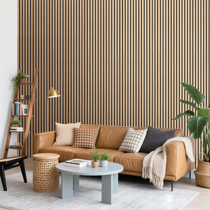Akustikpaneele Selbstklebend 2 Stück 4 Stück 6 Stück 8 Stück Set 100X52Cm, Schallschutz Echo Reduzierung Wandpaneele aus Holzverkleidung - Akustikpaneele Holz für Wanddekoration Wohnzimmer, Büro & Home Office