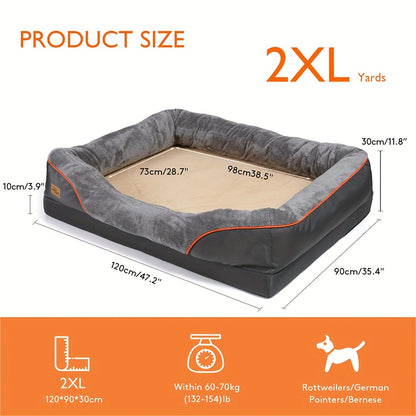 L/XL/XXL/XXXL Memory Foam Hundebett, Orthopädisches Haustier Sofa, Waschbare Stützkissen Matte mit Kissen und Abnehmbarem Bezug für Große Hunde