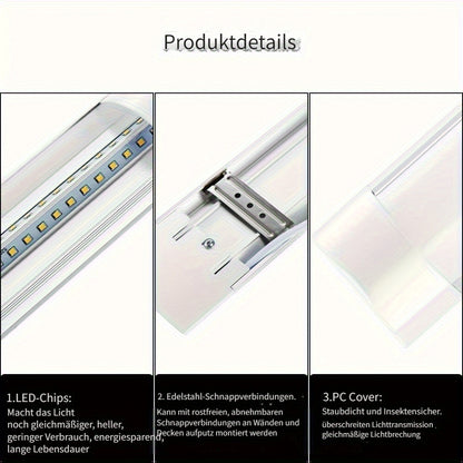 30cm 60cm 90cm 120cm LED Batten Tube Light Werkstattbeleuchtung LED Werkstattleuchte Arbeitsbank Garage Deckenleuchte LED Garagenleuchte Schrankleuchte Deckenleuchte Festverdrahtet für Büro Zuhause Keller, Kein Stecker, Kein Erdleiter Kaltweiß Naturweiß W