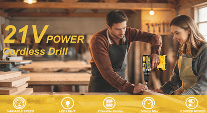 21V Handbohrmaschine Lithium Set, Mehrfach-Bohrer-Kombinationen, Ergonomisches Griffdesign, Ausgestattet mit 21V Lithium Elektrischer Schlagfunktion, Geeignet zum Bohren von Holz und Stahl, Ein unverzichtbares, praktisches Werkzeug für Familien, Optional