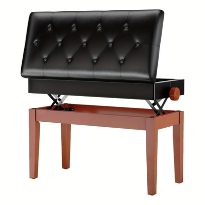 Klaviertisch Hohleinstellbar 72X33X48-58Cm, Klavierbank mit Stauraum, Klavierbank mit PU Lederkissen, Keyboard Bank Klaviertisch Stuhl Klavierbank bis zu 200KG Tragfähigkeit, mit 4 Beinen
