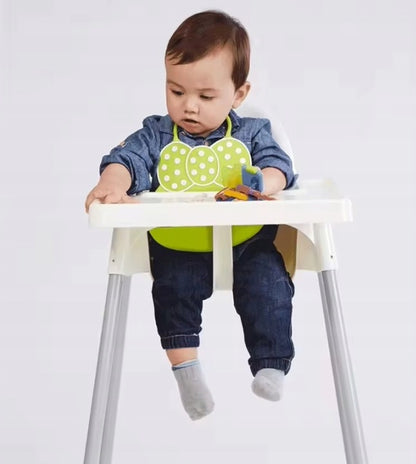 Hochstuhl zum Füttern für Kinder, 2-in-1 weißer Stuhl + Tablett mit Gurten