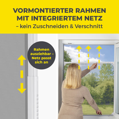 EASYmaxx Moskitonetz Magic Fit mit Rahmen für Fenster, montagefrei, Größe anpassbar