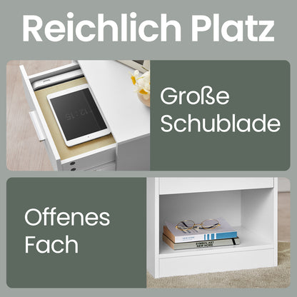 Nachttisch, Beistelltisch, mit Schublade, 28x 39x 41cm, offenes Fach, Couchtisch, Schlafzimmer, Wohnzimmer, Erhältlich in fünf Farben
