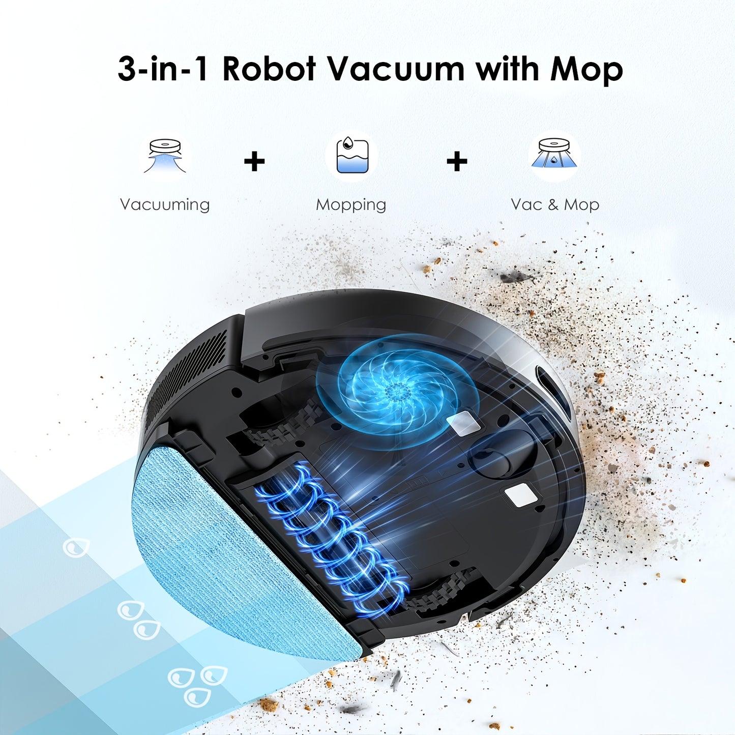 Lubluelu SL60 Plus+ Roboterstaubsauger mit Selbstentleerung, bis zu 60 Tage wartungsfrei, 6500 Pa Saugkraft, Saug- und Wischroboter, LDS9.0 Laser Navigation, mehrschichtige Kartierung, selbstladend, 3-in-1 für Zuhause, Tierhaare, Hartboden, Teppich