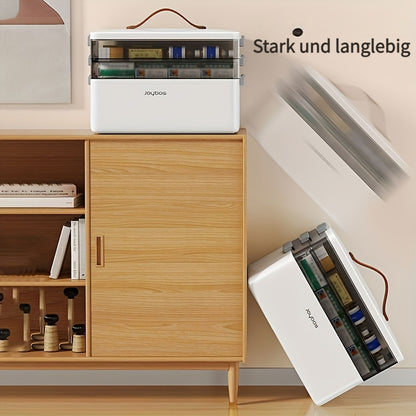 1 Stück Große Kapazität Tragbare Medizin- & Erste-Hilfe-Box mit Klappdeckel & Ergonomischem Griff - 3-Etagen Geräumige Aufbewahrungsbox Geeignet für Haushalt, Reisen, Medikamente, Verbände, Pillen