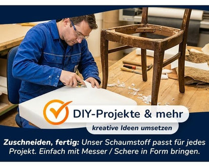 Matratzenauflage & Universelle Schaumstoffplatte (2-15 cm Höhe) – 40/60/80/90/140/160x200 cm & weitere Größen – Polsterschaum für DIY, Betten, Sitzbank, Wohnmobil & Garten – Formstabil & Atmungsaktiv – Made in Germany