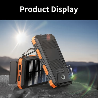 20000mAh Tragbare Solar Powerbank, Solar Handy Ladegerät, Camping Aufladegerät für Handys, 2 USB/ LED Taschenlampen mit Kompass für Outdoor Aktivitäten
